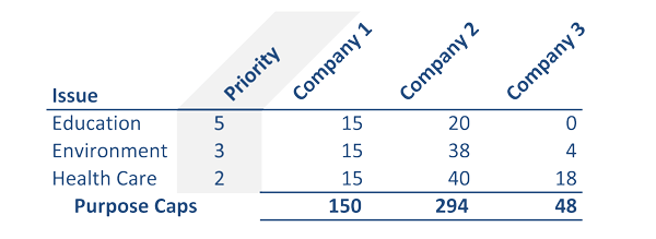 Sample calculation of Purpose Caps